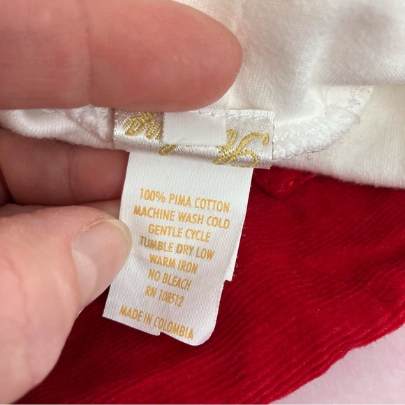 Strasburg Christmas overall set red corduroy embroidered w/ turtleneck 6 months - Picture 12 of 14
